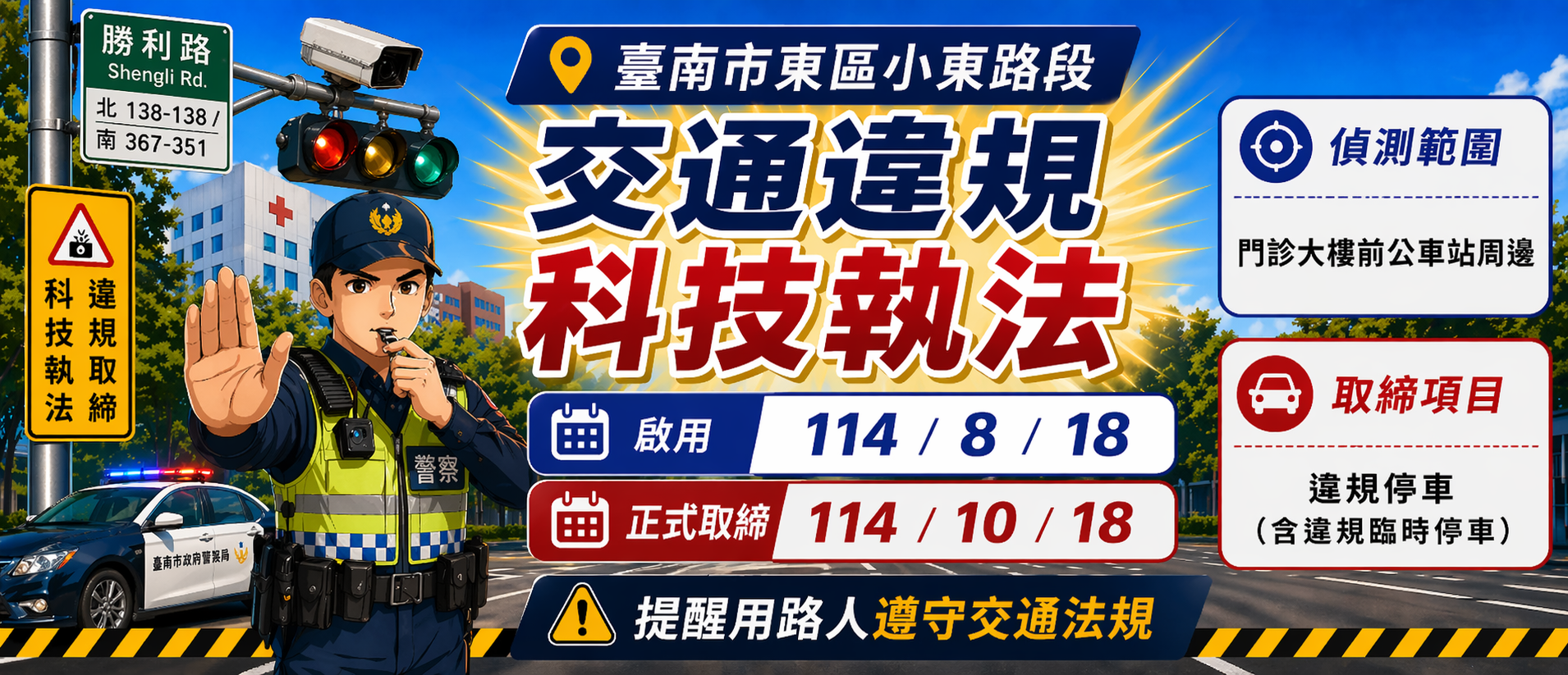 113.11.30臺南市20處啟用科技執法